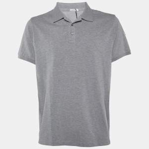 Moncler Grey Cotton Pique Polo T-Shirt XXL