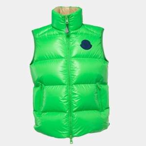 Moncler Lime Green Quilted Puffer Vest XL
