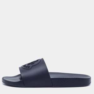 Moncler Navy Blue Rubber Basile Pool Slides Size 41