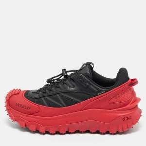 Pre Owned Moncler Black/Red Canvas and Leather TrailGrip GTX Lace Up Sneakers Size 43