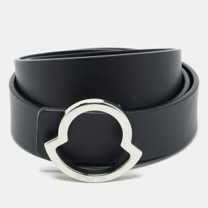 Moncler Black Leather Buckle Cut to Size Belt