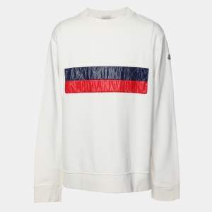 Moncler Cream Cotton Graphic Print Crew Neck Sweatshirt XL