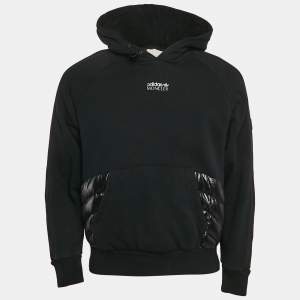 Moncler x Adidas Black Cotton Knit Puffer Trim Hoodie XS 