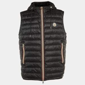 Moncler Black Synthetic Hooded Zip-Up Naples Gilet Down Jacket XL