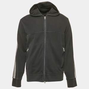 Moncler Black Jersey Zip-Up Hooded Jacket XL