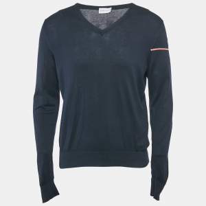 Moncler Blue Cotton Long Sleeve Sweater M