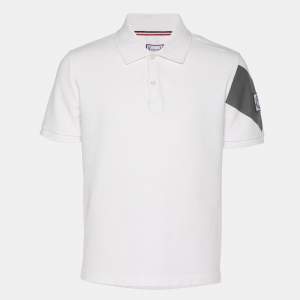 مملوكة مسبقًا Moncler White Jersey Logo Patch Polo T-Shirt M