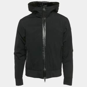 مملوكة مسبقًا Moncler Black Synthetic Hooded Down Jacket M