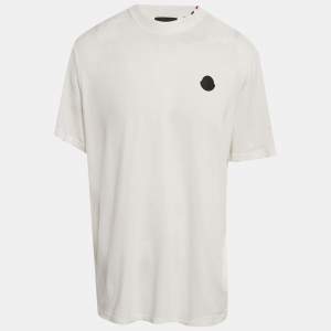 مملوكة مسبقًا Moncler Blue Pixelated Logo Jersey Crewneck T-Shirt L