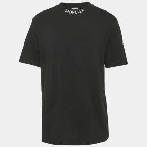 مملوكة مسبقًا Moncler Black Cotton Knit Crew Neck T-Shirt L
