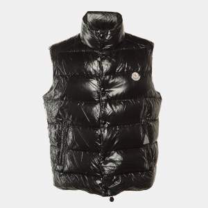 Pre Owned Moncler Black Nylon Down Tib Gilet L