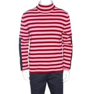 Moncler Grenoble Red Striped Wool Patch Detail Sweater L