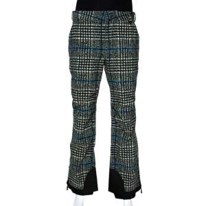 Moncler Olive Green & Blue Houndstooth Pattern Ski Recco Pants S