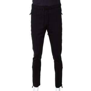 Moncler Black Knit Zipper Detail Pants M