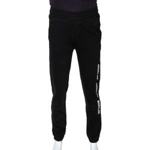 Moncler Black Knit Vertical Logo Printed Track Pants M