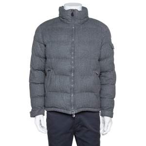 Moncler Grey Wool Puffer Jacket XXL