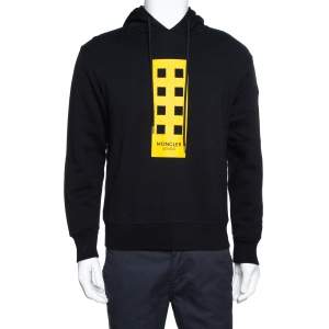 Moncler Black Printed Cotton Hooded Sweatshirt M
