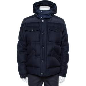 Moncler Navy Blue Wool Down Quilted Republique Jacket XXL
