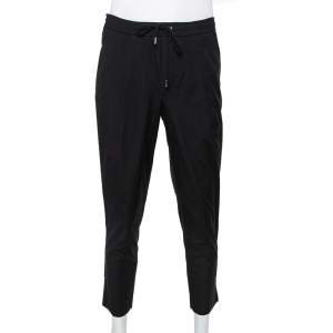 Moncler Black Cotton Drawstring Detail Pants XL