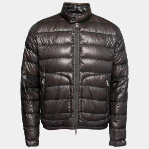 Moncler Grey Quilted Synthetic Zip Front Jacket M