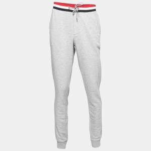 Moncler Grey Cotton Rib Knit Trimmed Joggers XXL