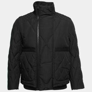 Moncler Black Synthetic Diamond Quilted Down Jacket L