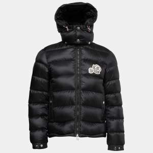 Moncler Black Synthetic Quilted Down Hooded Puffer Jacket M 