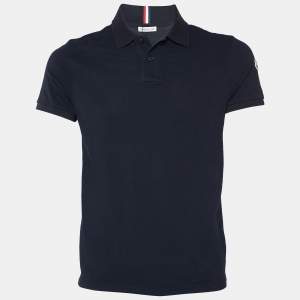 Moncler Navy Blue Cotton Pique Polo T-Shirt S
