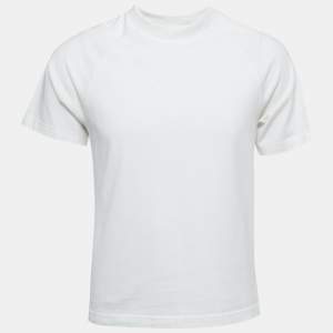 Moncler White/Yellow Print Cotton Crew Neck Half Sleeve T-Shirt XS