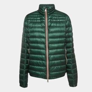 Moncler Dark Green Quilted Nylon Zip Front Down Jacket XXL 