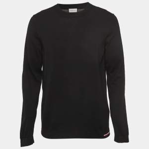 Moncler Black Cotton Knit Crew Neck Sweatshirt L