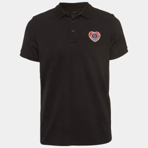 Moncler Black Cotton Logo-Patch Detail T-Shirt M
