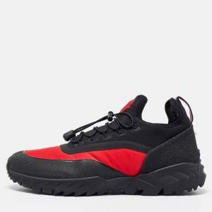 Moncler Red/Black Fabric and Neoprene Low Top Sneakers Size 41
