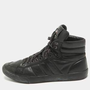 Moncler Black Leather High Top Sneakers Size 44