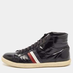 Moncler Black Brushed Leather High Top Sneakers Size 43