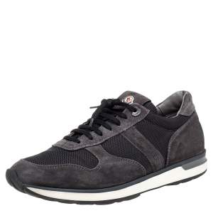 Moncler Black Mesh and Suede Lace Up Sneakers Size 42