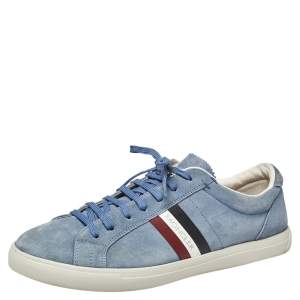 Moncler La Monaco Blue Suede Low Top Sneakers Size 43