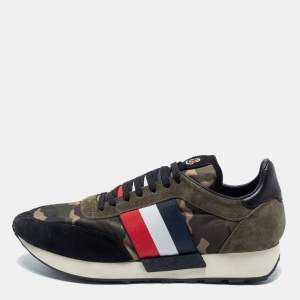 Moncler Multicolor Suede And Leather Sneakers Size 44