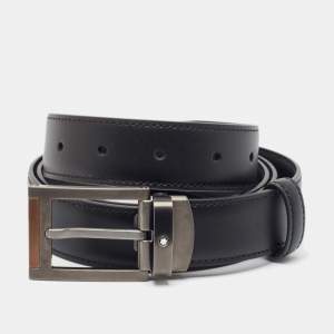 Montblanc Black Leather Meisterstuck Cut to Size Buckle Belt