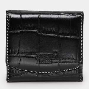 Montblanc Black Croc Embossed Leather Key Chain Holder