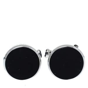 Montblanc Silver Tone Onyx Cufflinks & Button Covers