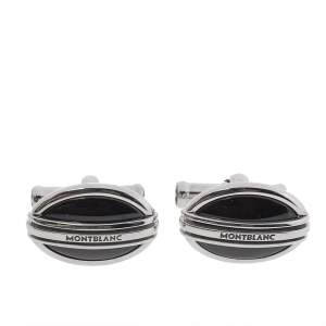 Montblanc Stainless Steel & Black Onyx Oval Cufflinks