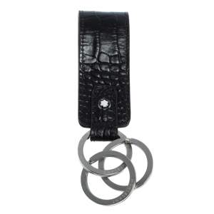 Pre Owned Montblanc Black Croc Embossed Leather Meisterstuck Key Fob