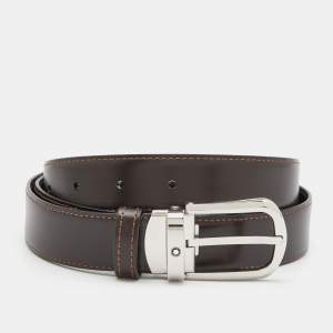 Montblanc Brown/Black Leather Cut to Size Reversible Belt