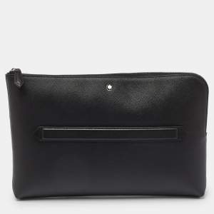 Montblanc Black Leather Meisterstuck Zip Pouch