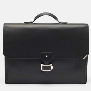 Montblanc Black Leather Urban Spirit Double Gusset Briefcase