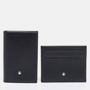 Montblanc Black Leather Meisterstuck Business Card Holder Set of 2