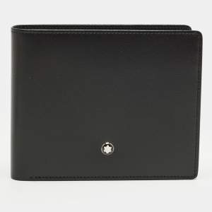 مملوكة مسبقًا Montblanc Meisterstuck 6CC with 2 View Pockets Black Leather Bifold Wallet