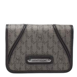 Montblanc Dark Brown/Beige Signature Coated Canvas Flap Card Holder