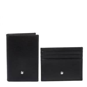 مملوكة مسبقًا Montblanc Black Leather Meisterstuck Business Card Holder Set